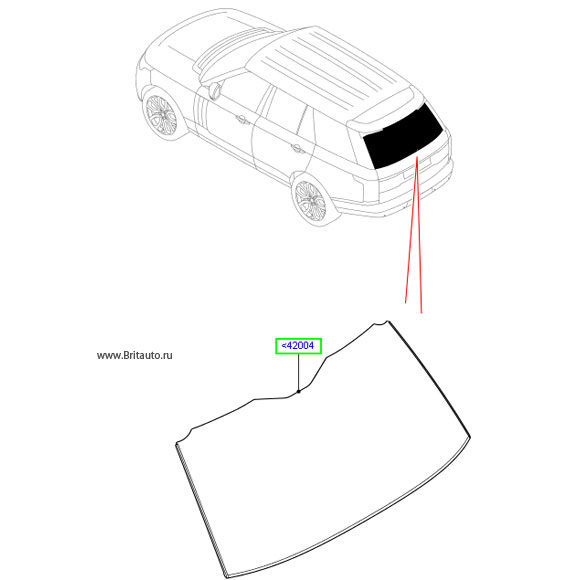 Стекло задней двери багажного отделения Range Rover 2013 - 2017, затемненное, инфракрасное.