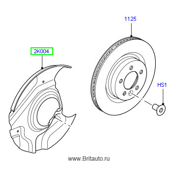 Щиток защитный тормозного диска range rover 2002 - 2009 передний правый