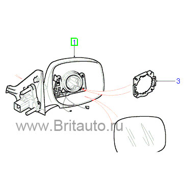 Зеркало в сборе на range rover my от 1995 г.в.