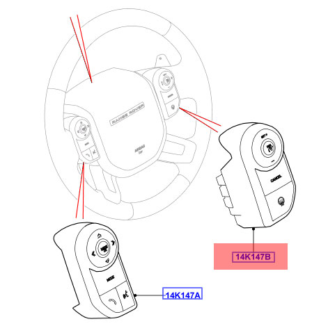 Блок кнопок рулевого колеса правый Range Rover 2013 - 2018 и RRS 2014 - 2018, без обогрева, с круиз-контролем