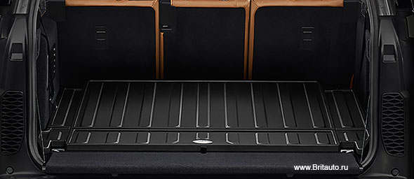 Резиновый коврик багажного отделения плоский Land Rover Discovery 5, на автомобили с системой кондиционирования в задней части салона, цвет: Espresso (коричневый)