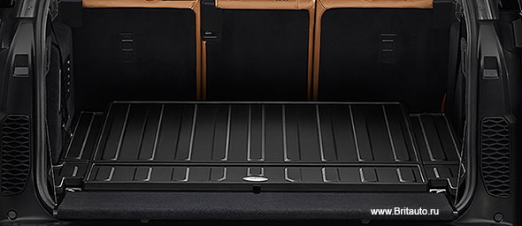 Резиновый коврик багажного отделения плоский Land Rover Discovery 5, на автомобили с системой кондиционирования в задней части салона, цвет: Espresso (коричневый)
