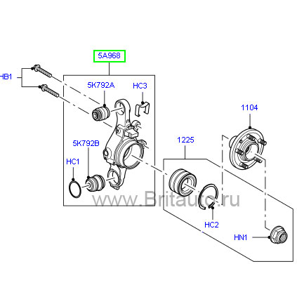 Кулак колеса задний правый Land Rover Discovery 3, 4 и Range Rover Sport 2005 - 2013