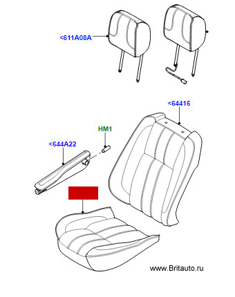 Обивка подушки переднего кресла, водительского и пассажирского, Range Rover 2010 - 2012, цвет: Jet / Ivory