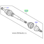 Вал переднего моста в сборе, range rover 2002 - 2012, правая полуось в сборе - внешний и внутренний ШРУСы.