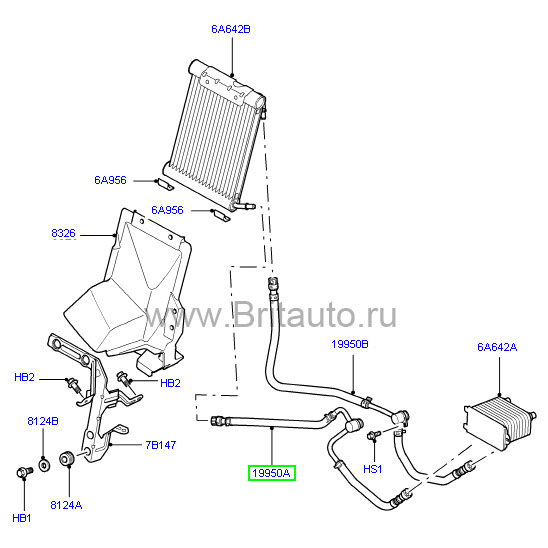 Трубопровод охлаждения масла двигателя выпускной Range Rover 2002 - 2012, на 4,2Л Бензин.