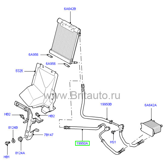 Трубопровод охлаждения масла двигателя выпускной Range Rover 2002 - 2012, на 4,2Л Бензин.