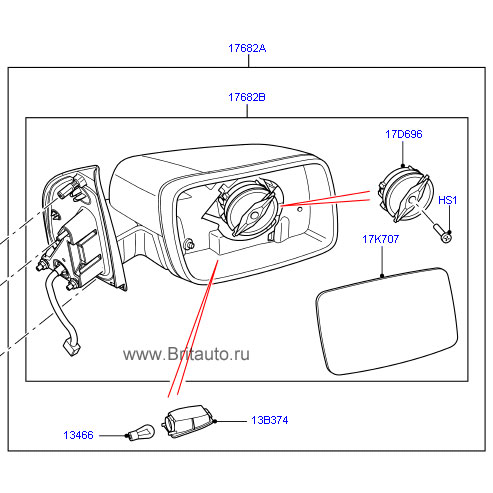 Корпус зеркала заднего вида левого land rover freelander