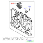 Вентилятор охлаждения двигателя в сборе, с мотором, lr freelander и range rover evoque