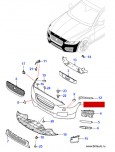 Передний бампер Jaguar XF 2016 - 2018, с омывателем фар высокого давления.