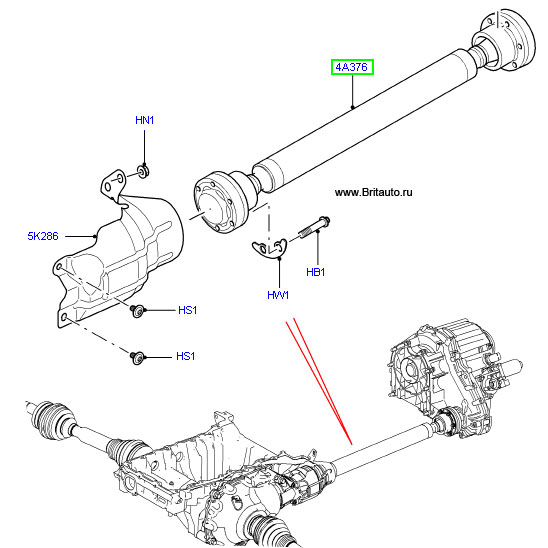 Ведущая полуось в сборе (кордан передний в сборе) на Range Rover 2002 - 2012