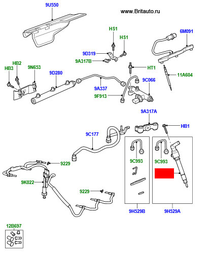 Форсунка топливная  Discovery 3, 4, Range Rover Sport 2005 - 2009 дизель 2.7