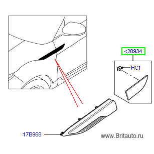 Молдинг двери range rover evoque правый (продолжение жабры, на двери), цвет: черный (black)