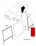 Стекло заднее боковое левое, не опускное, Range Rover 2013 - 2018 Long Wheel Base (длинная колесная база), стандартное затемнение.