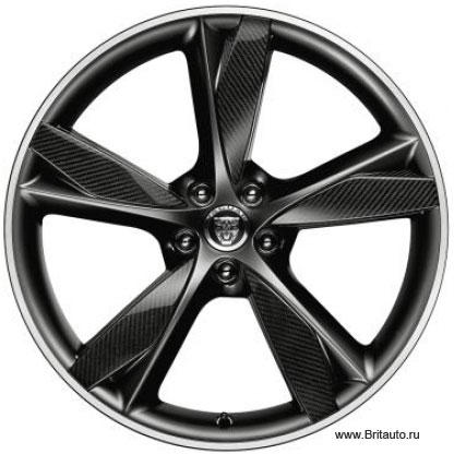 Колесный диск Jaguar F-Type кованый, Forged Blade 10,5J x R20, с карбоновыми накладками. Цвет: Satin Black (черный.полуглянцевый). Задний.