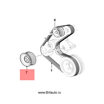 Паразитный ролик приводного ремня компрессора Jaguar 3,0Л и 5,0Л Бензин нижний.