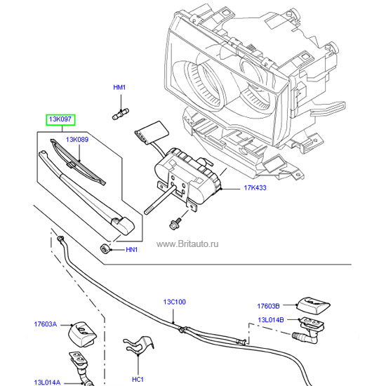 Рычаг стеклоочистителя левой фары range rover 2002 - 2009