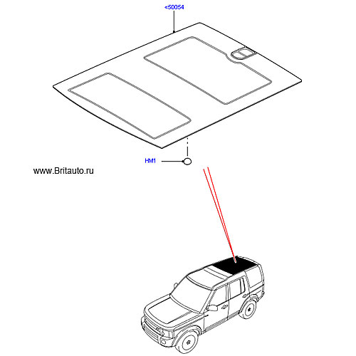 Стекло крыши с кронштейном антенны на land rover discovery iii и iv