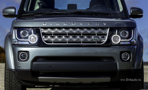 Передний бампер land rover discovery 4+ (2014г), без парктроников, без камеры, с противотуманными фарами, с омывателями фар.