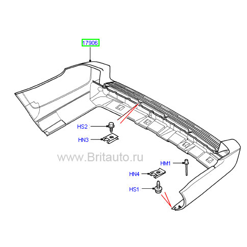 Бампер задний Range Rover 2002-2009, без парктроников, загрунтованный