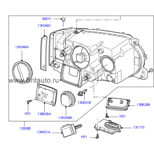 Фара правая ксеноновая range rover 2010 - 2012