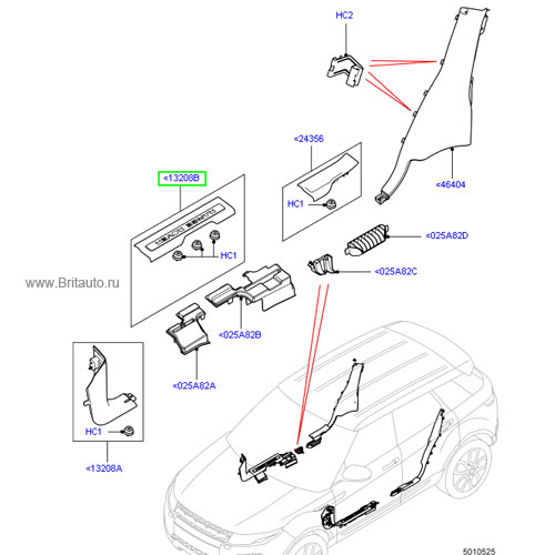 Накладка порога передней двери правая range rover evoque с подсветкой, контрастная панель приборов, ebony / black