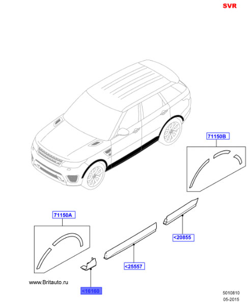 Молдинг переднего крыла правый range rover sport svr