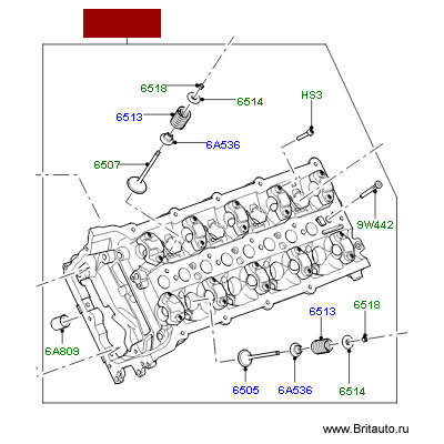 Головка цилиндров левая на 5,0Л Бензин, на Range Rover 2010 - 2012, 2013 - 2019 и Range Rover Sport 2014 - 2019.