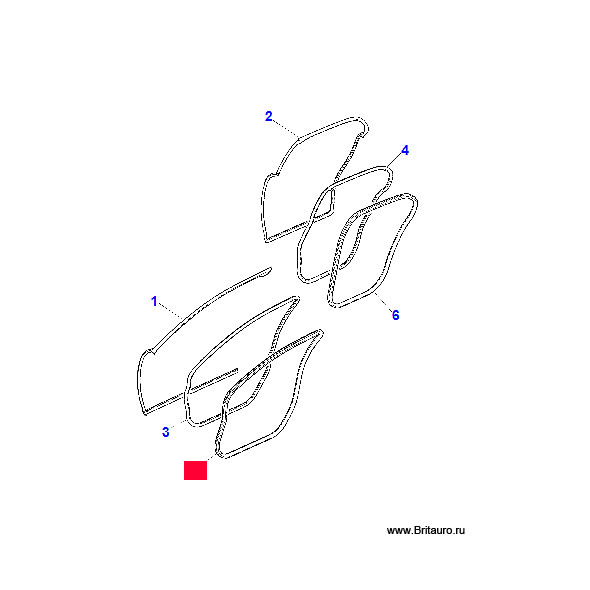 Уплотнитель передней двери, левый и правый Jaguar XJ 2003 - 2009.