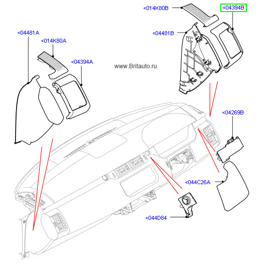 Отделка вентиляционной панели левая, на панели приборов range rover sport 2014м.г., отделка - шпон satin zebrano