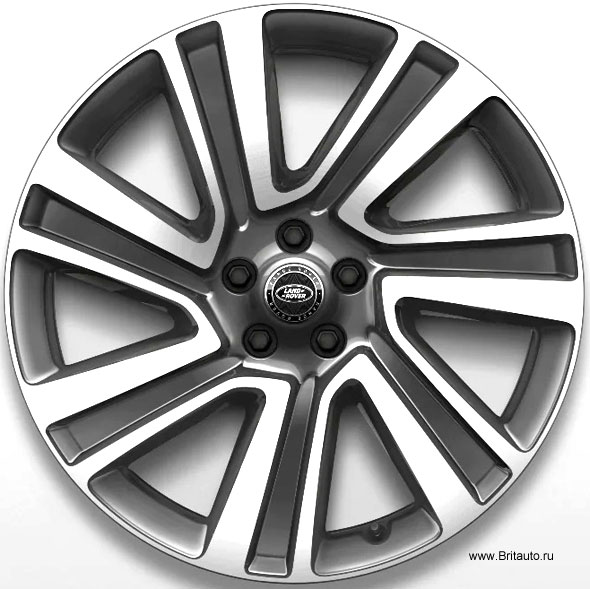 Колесный диск R22 Range Rover 2022 - 2024, Range Rover Sport 2023 - 2024, Style 7023, модель: Sharkfin, цвет: Dark Grey Diamond Tuned (темно-серый, с полированными гранями). Оригинал Land Rover.