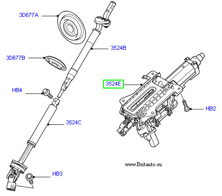 Рулевая колонка Land Rover Discovery 3 и Range Rover Sport 2005 - 2009, с регулировками по высоте и наклону