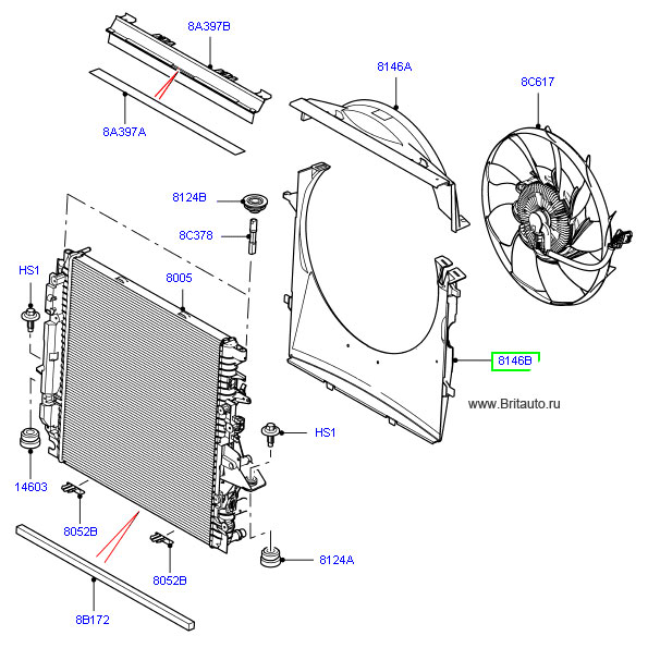 Кожух вентилятора охлаждения двигателя нижний lr discovery 3 и 4, range rover sport 2005 - 2013