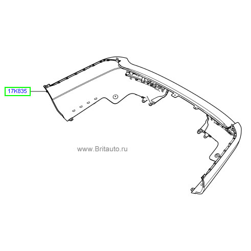 Бампер задний range rover 2013 - 2017, без автоматической системы парковки, с отверстиями под парктроники, с боковыми парктрониками (т.е. всего на машине 6 задних парктроников).
