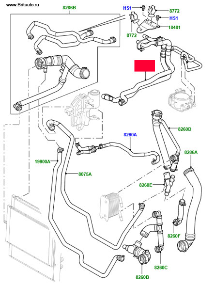 Патрубок охлаждения Range Rover 2009, Range Rover Sport 2009