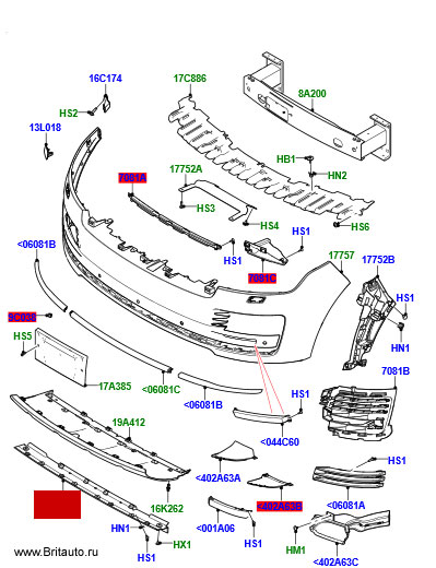 Поддон переднего бампера range rover 2018 - 2019