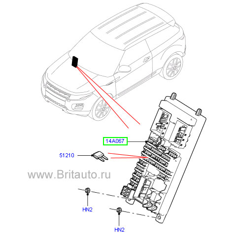 Блок плавких предохранителей range rover evoque