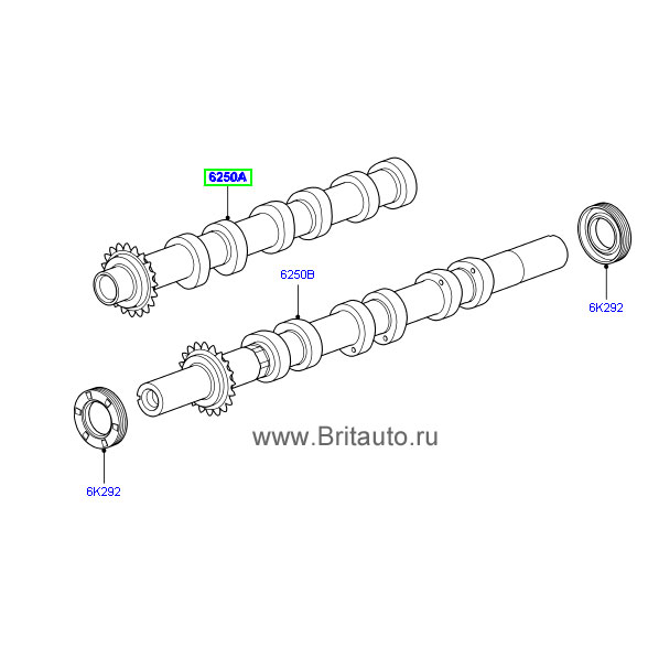 Впускной распредвал, правый, land rover discovery iii и iv, range rover sport 2005 - 2014 и range rover 2013 all-new, на 2,7л дизель