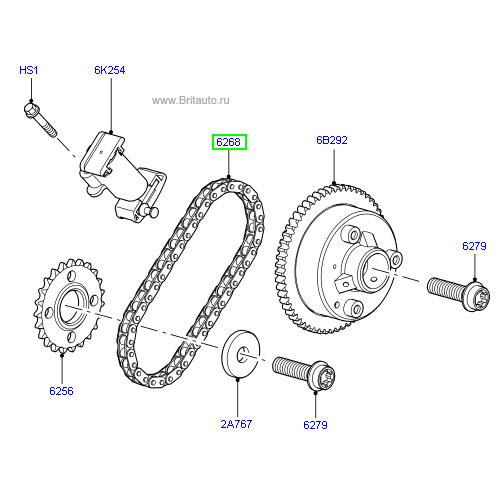 Цепь ГРМ вторичная 4,2 - 4,4Л Бензин Range Rover 2002 - 2009, Range Rover Sport 2005 - 2009, Land Rover Discovery 3