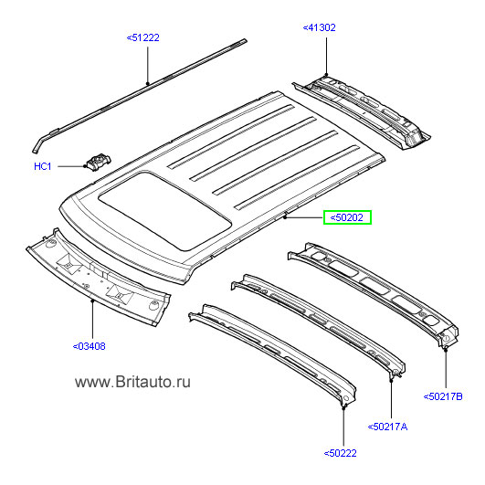 Крыша в сборе range rover 2002 - 2009, с наклонно - сдвижным люком