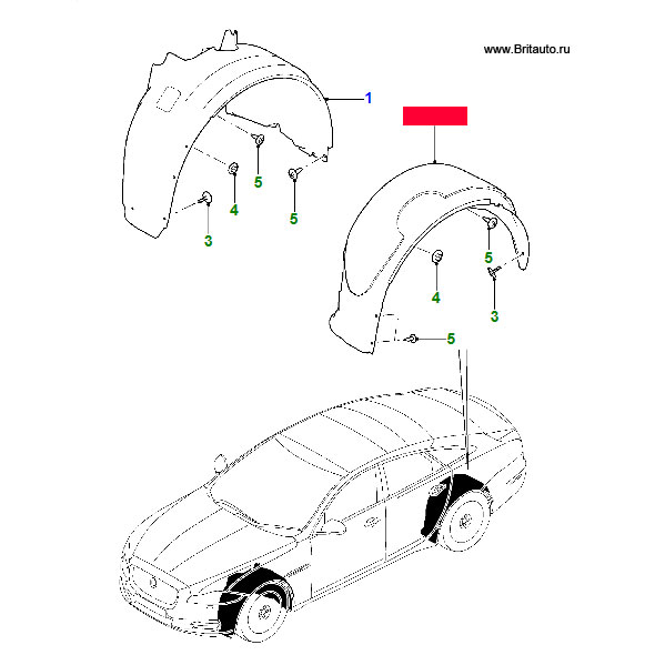 Подкрылок задний левый Jaguar XJ 2010 (с V00001)