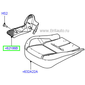 Нижняя правая панель подушки сидения, кожа, цвет ivory / jet на range rover 2002 - 2012