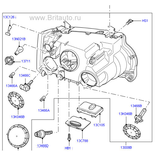 Фара левая адаптивный биксенон range rover 2002 - 2009