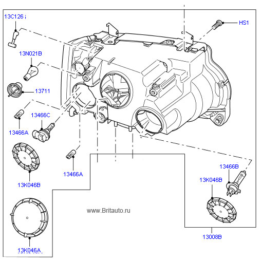 Фара передняя правая range rover 2002 - 2009, адаптивный биксенон