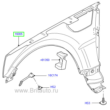 Крыло переднее левое range rover sport 2005 - 2009