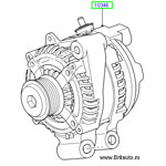 Генератор на 5,0Л Бензин на Range Rover 2006 - 2012, LR Discovery 4 и RRS 2009 - 2013