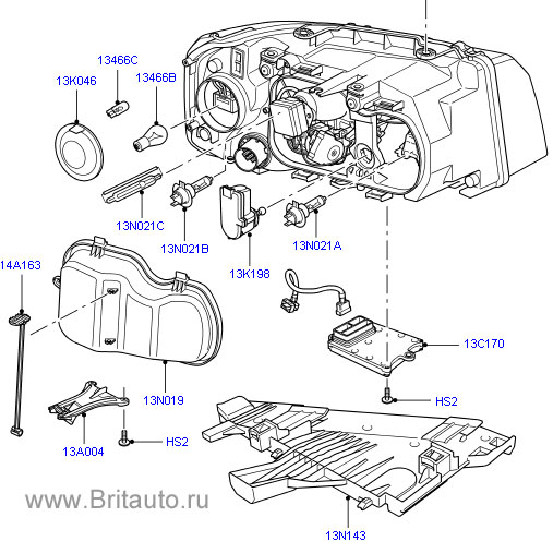 Галогенная фара левая передняя на land rover freelander ii