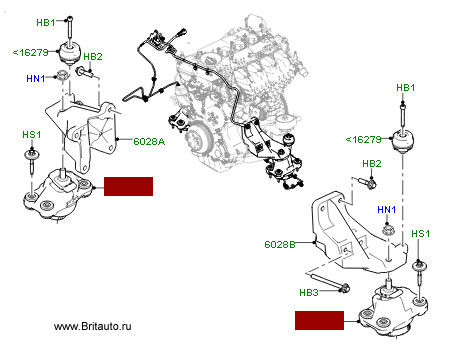 Кронштейн опоры двигателя 2,0Л Бензин и 3,0Л Дизель Range Rover 2013 - 2019 и Range Rover Sport 2014 - 2019