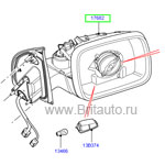 Корпус зеркала заднего вида правого lr freelander, с обогревом, складывается, память, фонарь подсветки при входе.