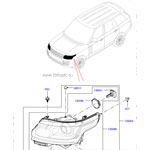 Фара правая на range rover 2013 - 2018, адаптивный биксенон, с боковыми габаритными огнями